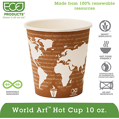 Eco-Products 10 oz World Art Hot Beverage Cups (ECOEPBHC10WA)
