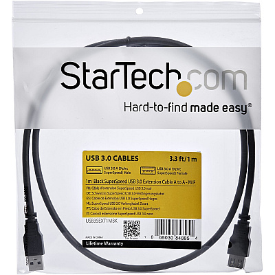 StarTech 1m Black Usb 3.0 Extension Cable M/f (USB3SEXT1MBK)
