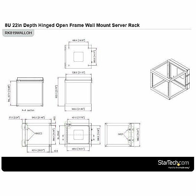 StarTech 8u 22in Open Frame Wall Mount Server (RK819WALLOH)