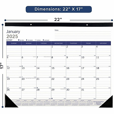 Blueline DuraGlobe Monthly Desk Pad Calendar, 22" x 17" , English (C177227)