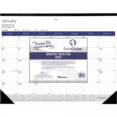 Blueline Blueline DuraGlobe Monthly Desk Pad Calendar (C177227)