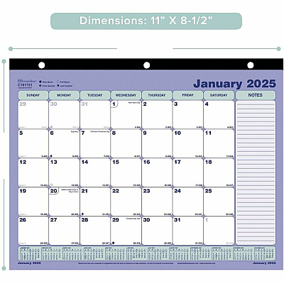 Brownline Monthly Desk Pad Calendar, 11" x 8-1/2" , English (C181721)