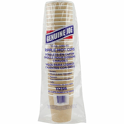 Genuine Joe 10 oz Rippled Hot Cups (GJO11256CT)