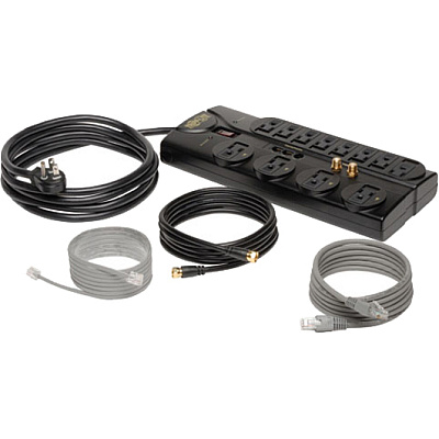 Tripp Lite Protect It! 12-Outlet Surge Protector, 8 ft. (2.43 m) Cord, 2880 Joules, Tel/Modem/Coaxial/Ethernet Protection (TLP1208SAT)