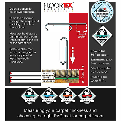 Floortex Advantagemat Phthalate Free Vinyl Rectangular Chair Mat for Carpets up to 1/4" - 48" x 60" (FLRPF1115225EV)