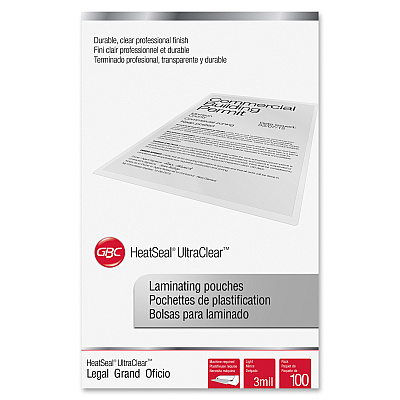 GBC HeatSeal UltraClear Thermal Laminating Pouches (GBC3745011)