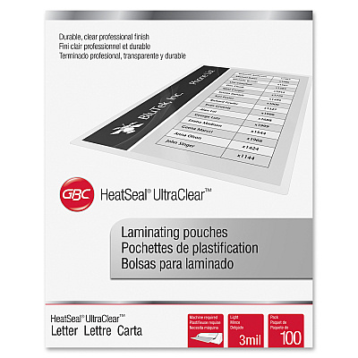 GBC HeatSeal UltraClear Thermal Laminating Pouches (GBC3745022)