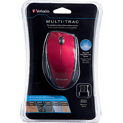 Verbatim Wireless Notebook Multi-Trac Blue LED Mouse - Red (VER97995)