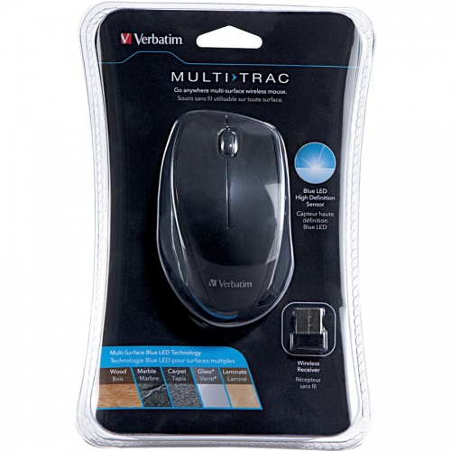 Verbatim Wireless Notebook Multi-Trac Blue LED Mouse - Black (97992)