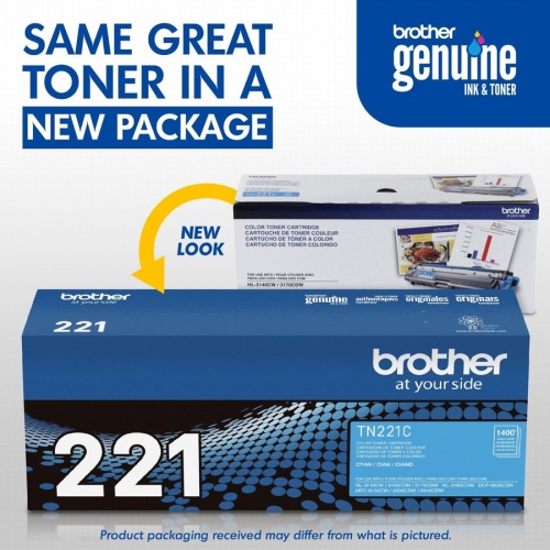 Brother Genuine TN221C Cyan Toner Cartridge