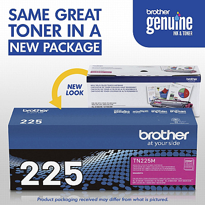 Brother Genuine TN225M High Yield Magenta Toner Cartridge