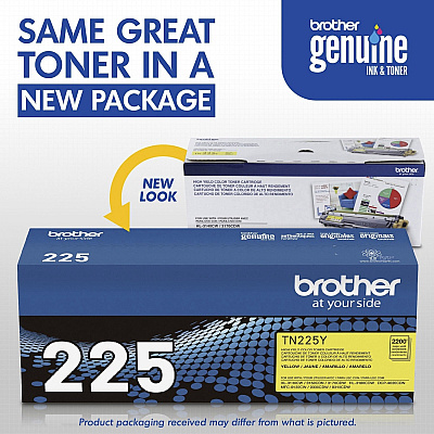 Brother Genuine TN225Y High Yield Yellow Toner Cartridge