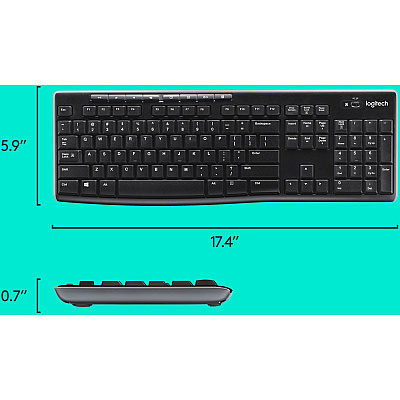 Logitech MK270 Wireless Keyboard and Mouse Combo for Windows, 2.4 GHz Wireless, Compact Mouse, 8 Multimedia and Shortcut Keys, 2-Year Battery Life, for PC, Laptop (LOG920004536)