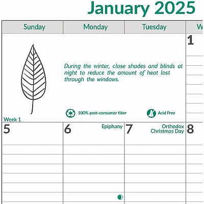 Brownline EcoLogix Monthly Wall Calendar, Twin-Wire Binding, 100% Recycled (C171103)