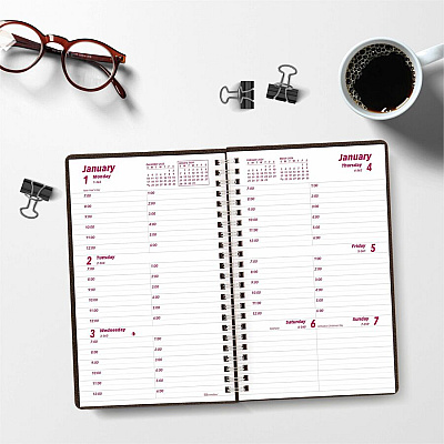 Brownline DuraFlex Weekly Planner, 8 x 5, Black Cover, 12-Month (Jan to Dec): 2026 (CB75VBLK)