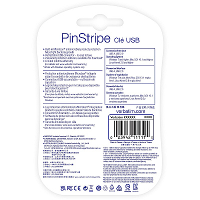 Verbatim 128GB PinStripe USB Flash Drive - Black (49071)