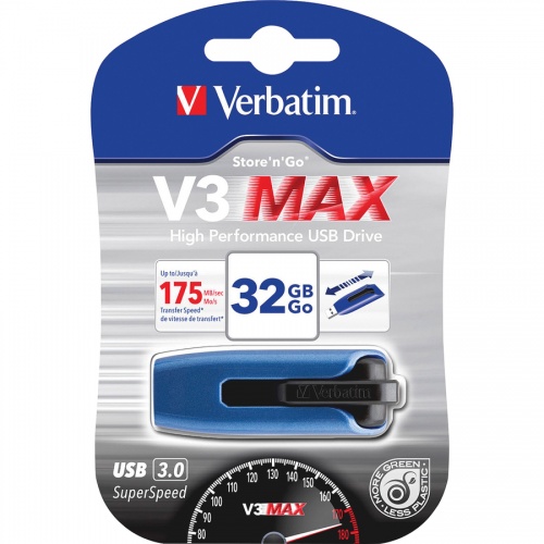 Verbatim 32GB Store 'n' Go V3 Max USB 3.0 Flash Drive - Blue (49806)
