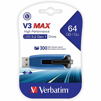 Verbatim 64GB Store 'n' Go V3 Max USB 3.0 Flash Drive - Blue (49807)
