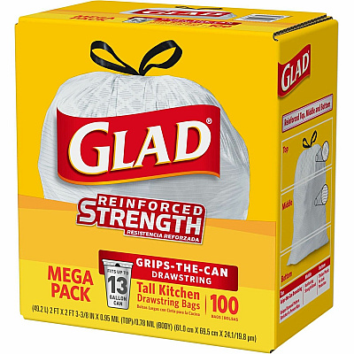 Glad ForceFlex Tall Kitchen Drawstring Trash Bags (CLO78526)
