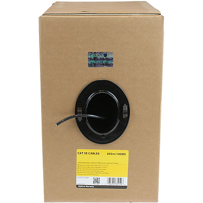 StarTech Bulk Cat 5e Ethernet Cable - 1000 Ft. (304,8m) - Solid - Cmr-rated - Black - Taa Compliant (WIR5ECMRBK)