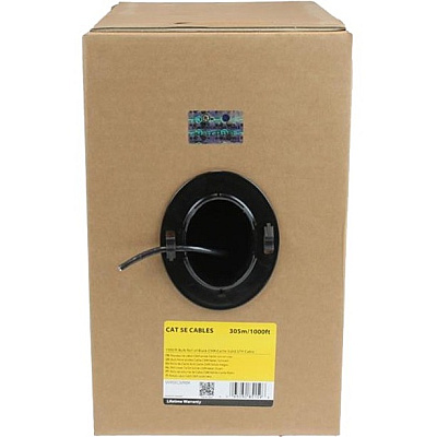 StarTech Bulk Cat 5e Ethernet Cable - 1000 Ft. (304,8m) - Solid - Cmr-rated - Black - Taa Compliant (WIR5ECMRBK)