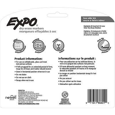 EXPO Low-Odor Dry-erase Fine Tip Markers (SAN86601)