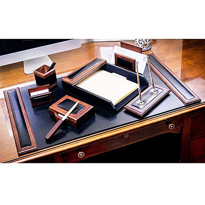 Dacasso Walnut & Leather Desk Set (D8412)