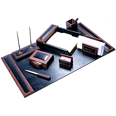 Dacasso Walnut & Leather Desk Set (D8412)