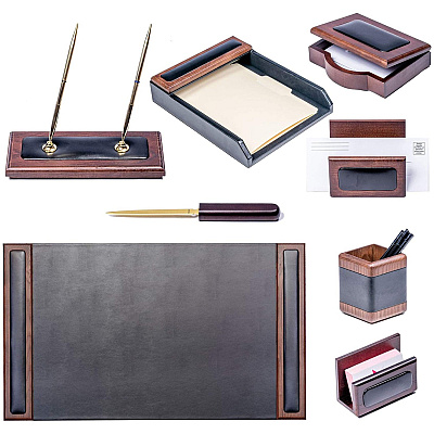 Dacasso Walnut & Leather Desk Set (D8412)