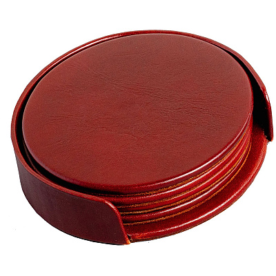 Dacasso Leather Coasters - Set of 4 with Holder (A3045)