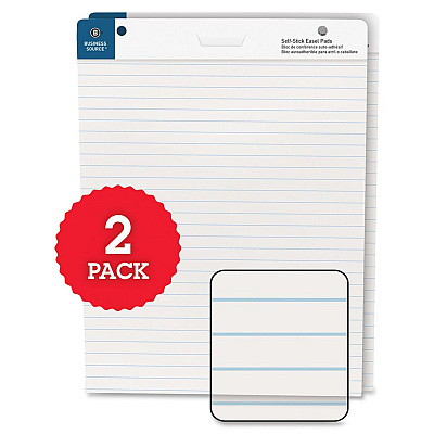 Business Source 25"x30" Lined Self-stick Easel Pads (BSN38593)