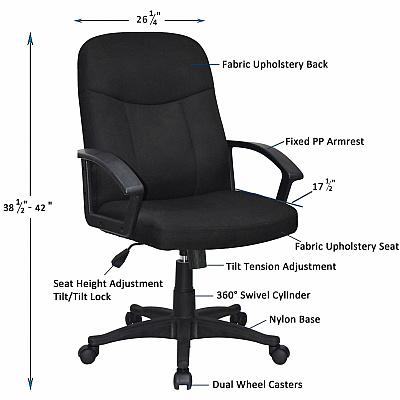 Lorell Executive Upholstered Mid-Back Chair (LLR84552)