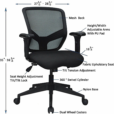Lorell Executive Mesh Mid-Back Office Chair (LLR84565)