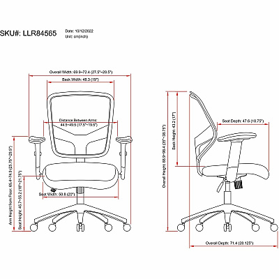 Lorell Executive Mesh Mid-Back Office Chair (LLR84565)