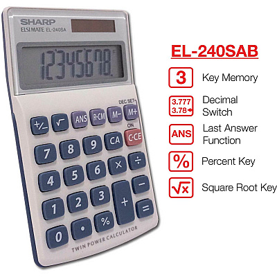 Sharp EL-240SAB 8-Digit Handheld Calculator