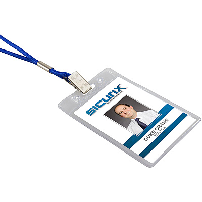 SICURIX Vinyl Punched ID Badge Holders - Vertical (BAU67825)