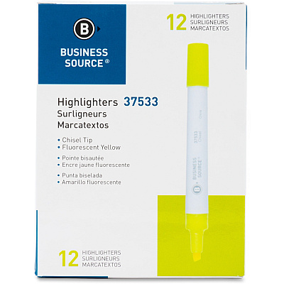 Business Source Chisel Tip Yellow Value Highlighter (BSN37533)