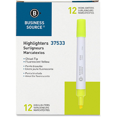 Business Source Chisel Tip Yellow Value Highlighter (BSN37533)