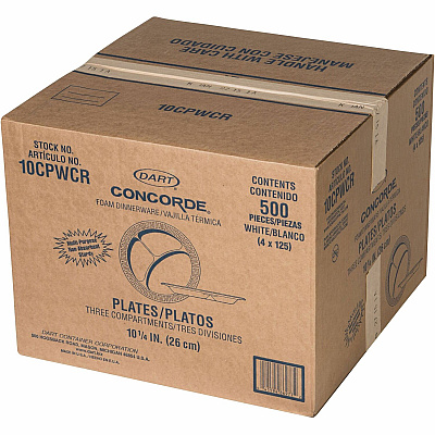 Dart Concorde 10-1/4" Nonlaminated Foam Compartment Plates (DCC10CPWCR)
