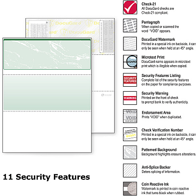 DocuGard High Security Green Marble Business Checks with 11 Features to Prevent Fraud (PRB04502)