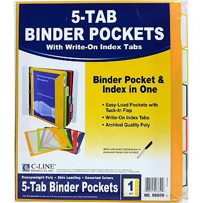 C-Line Super Heavyweight Poly Binder Pockets with Write-On Index Tabs (CLI06650)