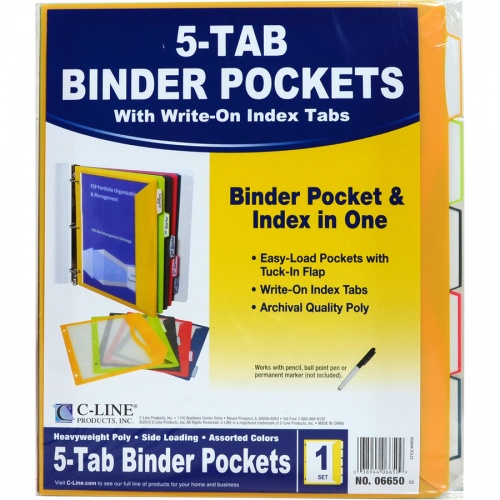 C-Line Super Heavyweight Poly Binder Pockets with Write-On Index Tabs (06650)