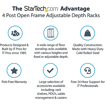 StarTech 42u 19in Open Frame Server Rack 22-40in (4POSTRACK42)