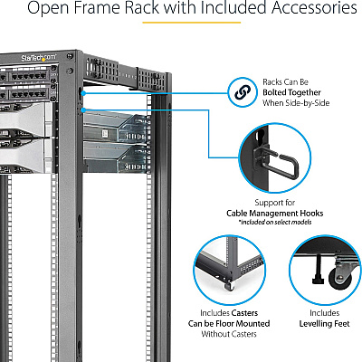 StarTech 42u 19in Open Frame Server Rack 22-40in (4POSTRACK42)
