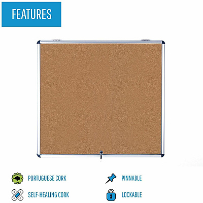 MasterVision Enclore Top Hinged Cork Aluminum Indoor Glaze Case (BVCVT380101150)