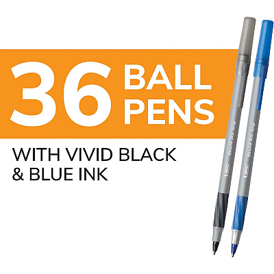BIC Round Stic Grip Xtra-Comfort Medium Ball Point Pen, Assorted, 36 Pack (BICGSMG361AST)