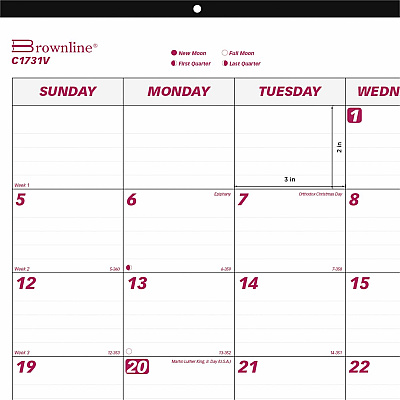 Brownline Vinyl Strip Monthly Desk Pad (C1731V)