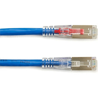 Black Box Cat6a 650-mhz Locking Snagless Stranded Ethernet Patch Cable-shielded (s/ftp), Cm Pvc (rj45 M/m), Blue, 15-ft. (4.6-m) (C6APC80SBL15)