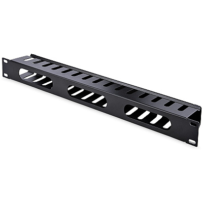 StarTech 1u Horizontal Finger Duct Rack Cable Management Panel With Cover - Server Rack Cable Duct - Rack Cable Organizer - Network Cable Manager (CMDUCT1UX)