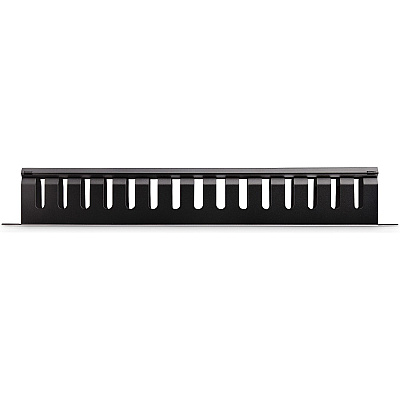 StarTech 1u Horizontal Finger Duct Rack Cable Management Panel With Cover - Server Rack Cable Duct - Rack Cable Organizer - Network Cable Manager (CMDUCT1UX)
